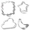 CookieCutter.com 4 Piece Baby Nursery Twinkle Little Star Cookie Cutter Set Crescent Moon, Clouds, Star, Fancy Square Plaque, USA